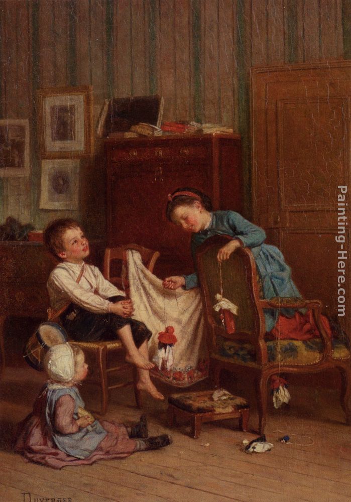 The Puppet Show painting - Theophile-Emmanuel Duverger The Puppet Show art painting